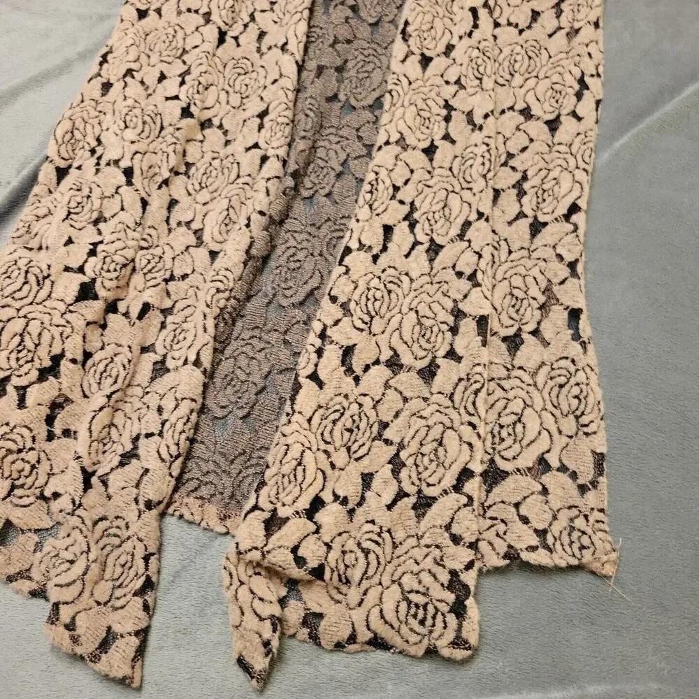 Lularoe Shaw Women Small Brown Rose Sheer Sleeveless Boho Long Line Art Open Top